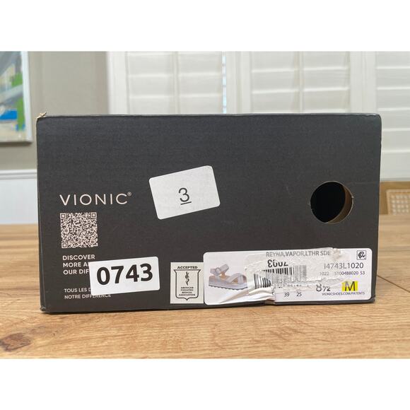 Vionic Reyna Vapor Leather Sandals Gray Size 8.5 NIB Slingback Wedge Slides - Picture 11 of 13